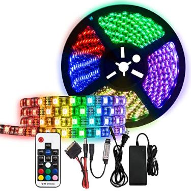 Imagem de Kingwin Fita de luzes LED RGB de 4,7 m – Kit de fita de luz SMD 5050 ultra brilhante com controle remoto, alimentado por USB, compatível com Aura Sync – Iluminação RGB flexível para capa de PC, laptop