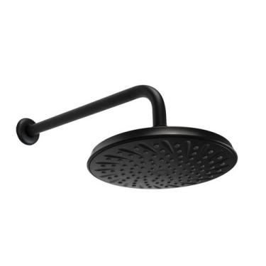 Imagem de Ducha Redonda 21 cm em ABS Black Matte com Cano de Parede - AMG Metais