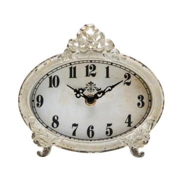 Imagem de Relógio de mesa NIKKY HOME Vintage operado por bateria branco rústico