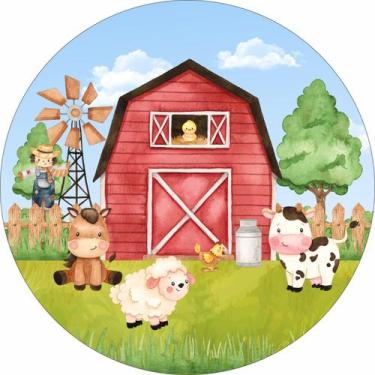 Imagem de Painel de Tecido Sublimado Redondo Fazendinha c/ Elástico 1,5x1,5m - F