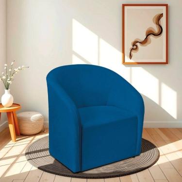Imagem de Poltrona Decorativa para Sala de Estar e Recepção Linho Luiza Prime Azul royal