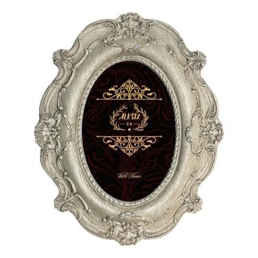 Imagem de ALKSIXZA Moldura oval vintage, 10 x 15 cm, moldura antiga, para exibição de mesa e decoração de parede (cor de madeira)