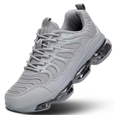 Imagem de Srenket Tênis de corrida masculino, com almofada de ar, tênis de caminhada, moda, casual, antiderrapante, respirável, trilha, esporte, academia, Cinza, 37