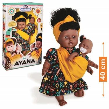 Imagem de Boneca ayana com bebê negra menina mãe e filha brinquedo criança peque