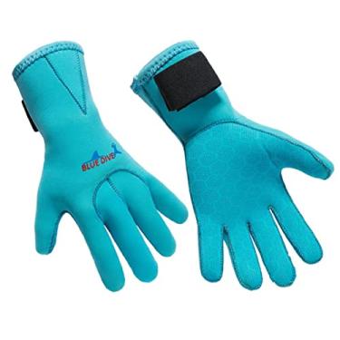 Imagem de EXCEREY Luvas de mergulho de surf de 3 mm, luvas flutuantes, luvas de natação, neoprene, antiderrapante, luvas de mergulho (azul, tamanho GG)