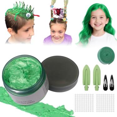 Imagem de Zuaooz Kit De Cera Para Coloração Capilar Temporária, Presentes Natal Adolescentes, Tintura Instantânea Lavável Em Creme Natural, Penteado Faça Você Mesmo Um Dia Louco, São Patrício Infantil (Verde)