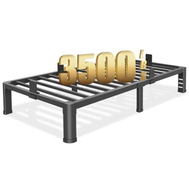Imagem de Estrutura de cama de solteiro de 25 cm com canto arredondado e orifício de cabeceira retentores de colchão de 1,587 kg de metal sem necessidade de mola de caixa plataforma sem ruído fácil montagem