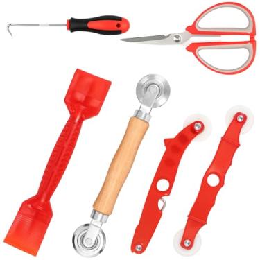 Imagem de Ferramenta de reparo de tela, ferramenta de rolo de tela de janela 6 em 1, ferramenta de ranhura de tela de janela de metal/nylon, rolo estriado de mouse de tela com gancho de remoção para instalar e