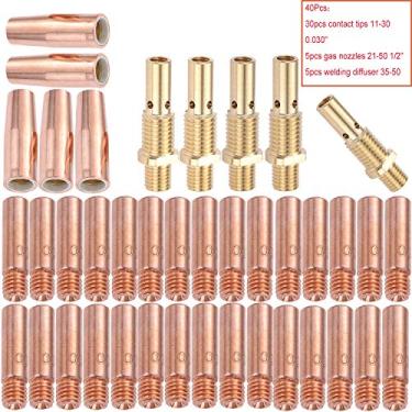 Imagem de Kit de pistola de solda MIG Difusor de bocal de ponta de 0,76 cm adequado para 100L Tweco Mini/#1 inclui (pontas de contato 11-30 0.1 cm, bocais de gás 21-50 1/5.1 cm, 35-50 difusor de soldagem) (40