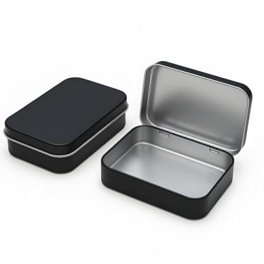 Imagem de Forever bene Caixa de lata - 2 recipientes pequenos de armazenamento de metal com tampa transparente para contas, joias, artesanato, Zyn, doces de menta, itens pequenos, latas de cartão de presente