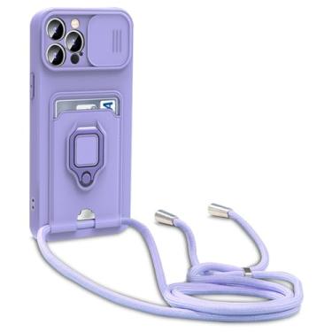 Imagem de Capa de cordão de carteira com suporte para cartão de luxo para Samsung Galaxy A14 A34 A54 A23 A33 A53 A13 A12 A22 A51 Capa à prova de choque de silicone, violeta, para Galaxy A04 A04E