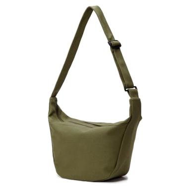 Imagem de yorbschoe Bolsa tiracolo tiracolo de lona Hobo Bolsa de ombro moderna feminina masculina casual bolsa tiracolo, Verde militar, 13"L x 6"W x 11.5"H