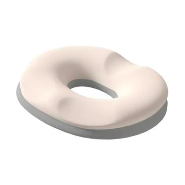 Imagem de oshhni Almofada de assento tipo donut para trabalho sentado por muito tempo, almofada confortável, leve e respirável para cóccix, escritório em casa para, Bege