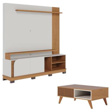 Imagem de Estante Home Theater Jurerê 1.8 Off White Matte Freijó Com Mesa De Centro Jeri Freijó Off White - Colibri