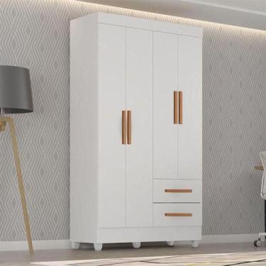 Imagem de Guarda Roupa Solteiro Lite Ambiente 4 Portas Branco Brilho - Móveis Le