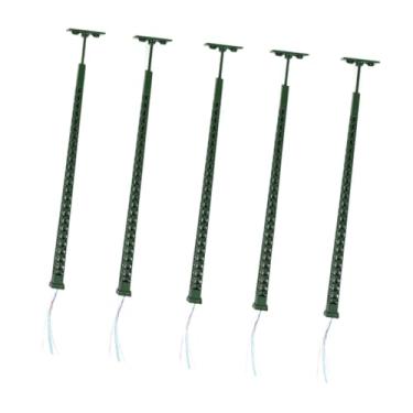 Imagem de YIJU 5 postes de iluminação pública em escala 1:87 para jardim, casa de bonecas, cenário de, iluminação LED e ferromodelismo, Verde