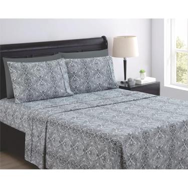 Imagem de Conjunto de lençóis Spirit Linen Home 6 peças Paisley preto solteiro