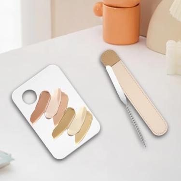 Imagem de Conjunto de espátula de maquiagem, bandeja de paleta de mistura de acrílico com ferramentas raspadoras de base cosmética para base líquida, sombra para os olhos, cílios e arte de unhas