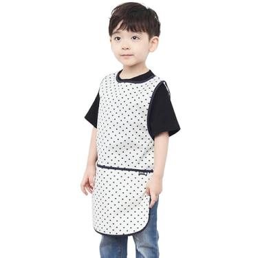 Imagem de Avental infantil Plie impermeável sem mangas com bolsos para idades de 1 a 8 anos da Plie, Navy Heart Dot, Medium
