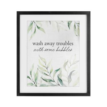 Imagem de Stupell Industries Impressão emoldurada preta Zen Wash Away Troubles sob vidro, design por Lettered and Lined, 40 x 33 cm