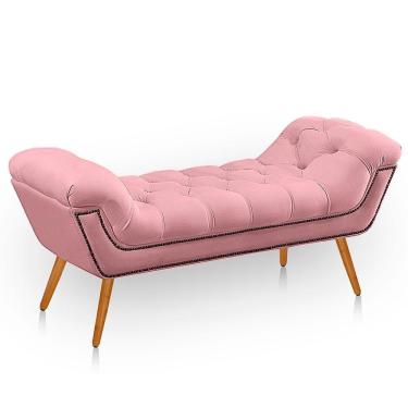Imagem de Recamier Estofada Casal King Size Ayla Veludo Cor Rosa Bebe