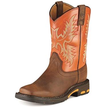 Imagem de Bota de trabalho infantil YTH Workhog quadrada larga terra-escura/tijolo ARIAT, Dark Earth/Brick, 9 Toddler