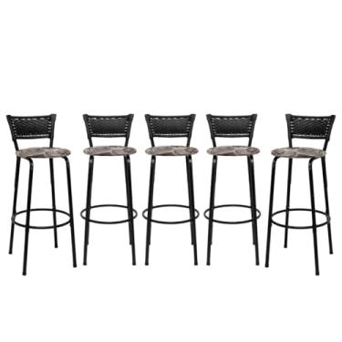 Imagem de Conjunto Premium Cadeiras Banquetas Bancos Gourmet Bistrô Americana Bancada Bar 5 Unidades - Itagold (Floral Marrom)
