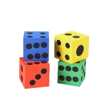 Imagem de Yoodelife Foam Dice Set, 1.5 Inch Large Assorted Colorful Foam Dice Cubes with Number Dots, Playing Square Blocks Use for Gift Games Math Teaching Party Supplies, Pack of 4