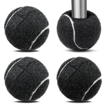 Imagem de Bolas de tênis para andadores pré-cortadas, 4 peças, bolas de tênis pré-cortadas para idosos, bola pré-cortada para pés de andador e pernas de cadeira, bola universal para proteção do chão, serve na
