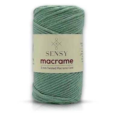 Imagem de Cordão de macramê Sensy Premium de 3 mm, 100% algodão reciclado, fio único torcido, corda de macramê, fio de algodão de macramê, fio de macramê (Sage)