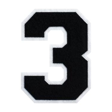 Imagem de Patch de número de chenille preto de 15 cm – aplique bordado grande universitário para jaquetas, camisas, moletons com capuz, bolsas e jeans – decoração de roupas DIY, uniforme de equipe e presente (1