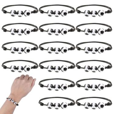 Imagem de Heyiminy 16 pulseiras de futebol, lembrancinhas de festa de futebol, pulseira de futebol com pingente de bola temática esportiva ajustável para meninas e meninos, presentes de festa de aniversário