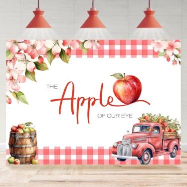 Imagem de Rsuuinu Pano de fundo para chá de bebê, a maçã do nosso caminhão de olho, fundo floral de fotografia de Natal para meninas, crianças, recém-nascidos, decoração de festa para chá de bebê, banner, mesa