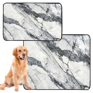 Imagem de CEBUGI Almofadas de xixi laváveis para cães, pacote com 3, almofadas impermeáveis para filhotes de cachorro, antiderrapante, à prova de vazamento, para cama de cercadinho, textura de mármore preto