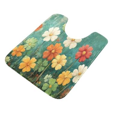 Imagem de Burbuja Tapete de banheiro St. Patrick Flower, tapete de banho absorvente de pelúcia macio, base de vaso sanitário antiderrapante para piso de banheiro, oval em forma de U