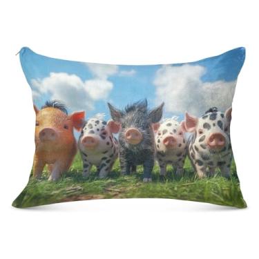 Imagem de Cool Piglet Pig Preto Branco Fuzzy Fronha com Zíper para o Corpo Fronha Padrão Queen King Moderno Almofadas Decorativas, King Size, 50,8 cm x 101,6 cm