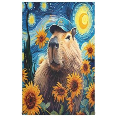 Imagem de Joisal Toalhas de prato decorativas Boho para pintura de cozinha, capivara, fofa, toalha de chá, panos de limpeza, reutilizáveis, absorventes 45 x 71 cm, 1 pacote