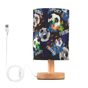 Imagem de Bola de futebol abstrata Fooball 7 lâmpadas de cama para mesa de cabeceira abajur amigável aos olhos, lâmpadas de mesa de LED, decoração de mesa de cabeceira