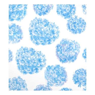 Imagem de Capa de porta de geladeira para máquina de lavar azul e branco floral para decoração de eletrodomésticos 58 cm L x 66 cm A