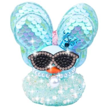 Imagem de CoFuBcad Ornamentos de carro de pato de borracha de diamante, acessórios de decoração de painel de carro de patos brilhantes com coroa, óculos de sol, asas de glitter, colar de pérolas, presentes