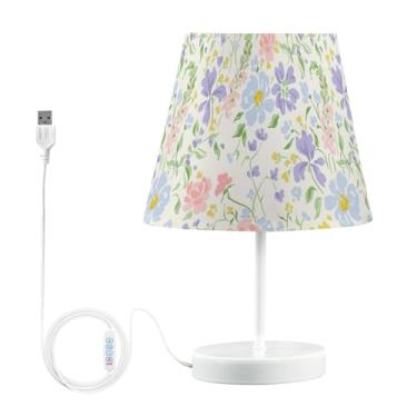 Imagem de Joisal Luz noturna pequena floral romântica com porta USB luminária de mesa pequena, luminária de cozinha, acessórios de quarto