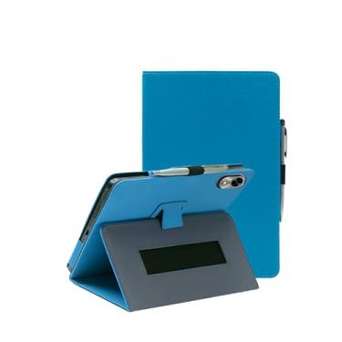 Imagem de Capa para tablet OYEFIT T10 de 10,1 polegadas, capa dobrável de couro sintético FJIASTB com suporte para caneta e alça de pulso, portátil para viagens de negócios (azul claro)