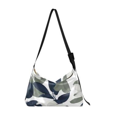 Imagem de Bolsa feminina Hobo mista de cor marrom floral de couro grande bolsa tiracolo com estampa floral colorida Hobo bolsa feminina, Floral, azul, verde, branco