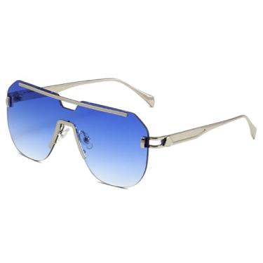 Imagem de HCPIHF Óculos de sol grandes femininos, fashion, com lentes degradê, peça única, masculino, UV400, retrô, para áreas externas (C05)