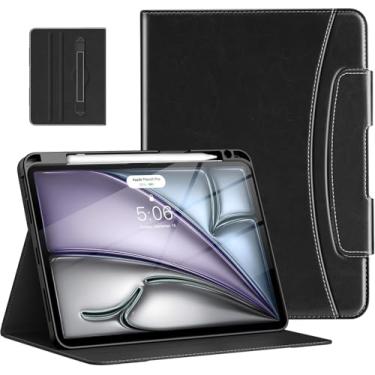 Imagem de MoKo Capa para iPad Air 6ª geração 11 polegadas (M2) 2024/iPad Air 5ª / 4ª geração 2022/2020 e iPad Pro 11 polegadas 2022/2021/2020/2018 com suporte para caneta, capa de suporte de carteira de couro