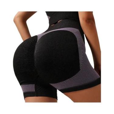 Imagem de Shorts De Yoga Femininos De Cintura Alta Para Treino Fitness Levanta B