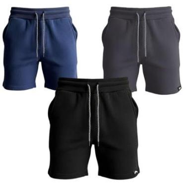 Imagem de Kit 3 Bermuda Moletom Short Masculino Dagg Com Cordão Ajustável Bolsos Laterais-Masculino