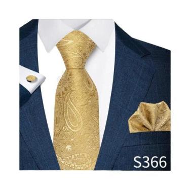 Imagem de Conjunto De Gravata Luxuosa Masculina Com Botões De Punho E Lenço De B