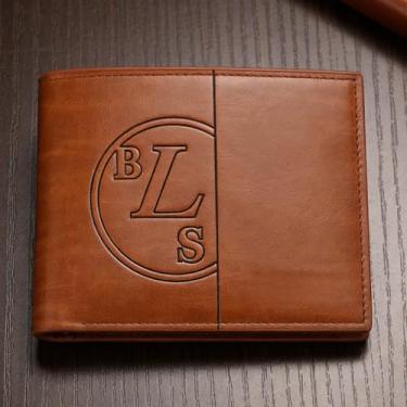 Imagem de Carteira masculina clássica, marrom claro, portátil, com estampa de xadrez magnético, sensação de couro legítimo, perfil ultrafino clássico com fecho magnético e padrão quadriculado