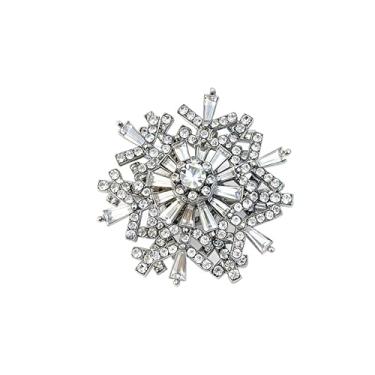 Imagem de Broche de floco de neve giratório de alta qualidade para lazer e acessório versátil para roupas de terno, middle-sized, Liga de aço, Cristal